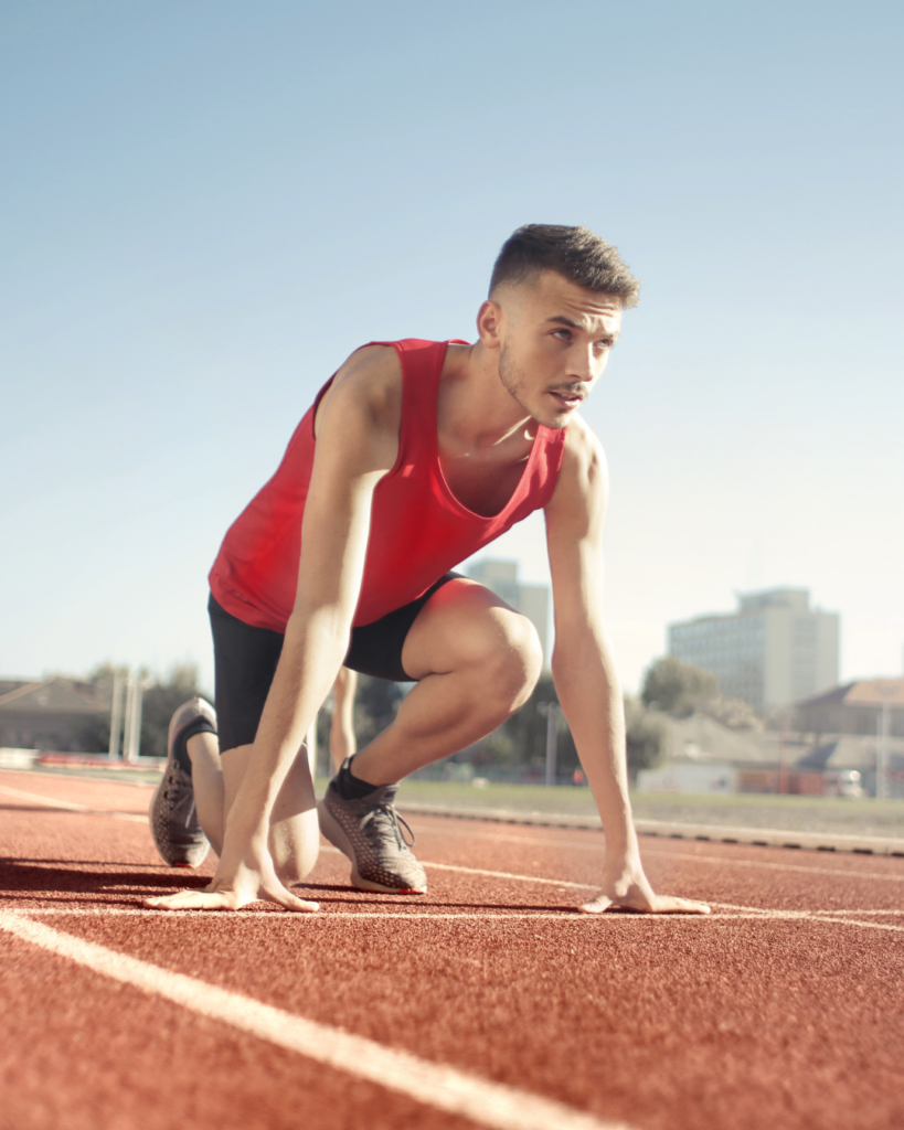 Athlete preparing for race to start